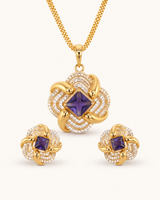 Purple Square Necklace Set