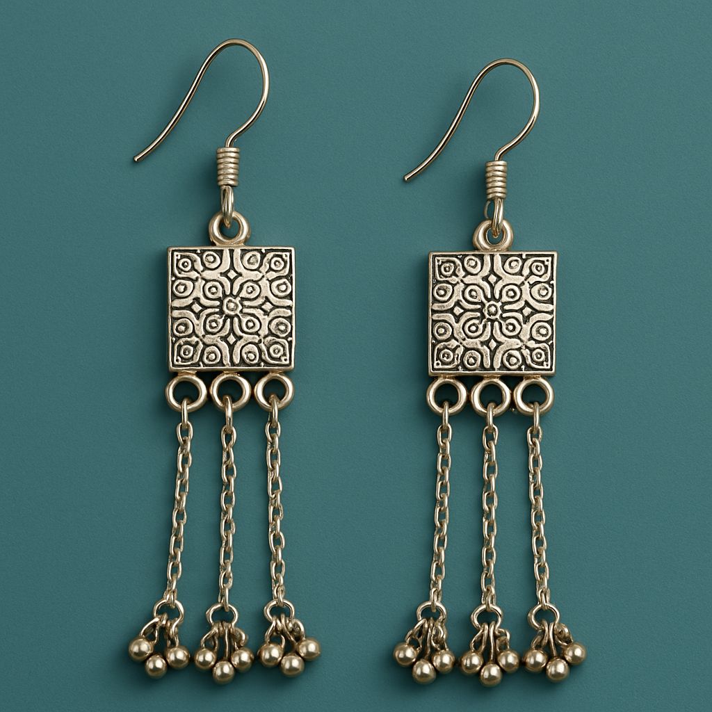 Silver square Strings Jhumkha
