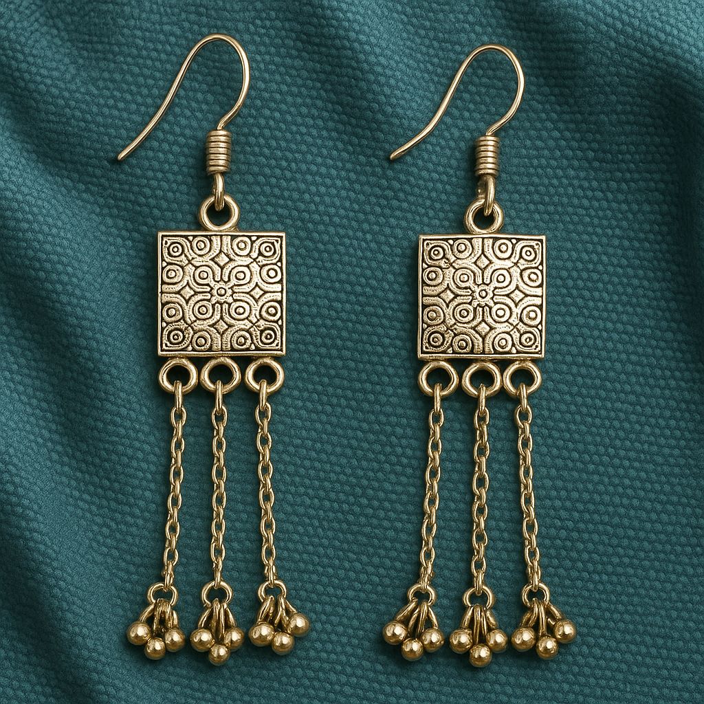 Silver square Strings Jhumkha