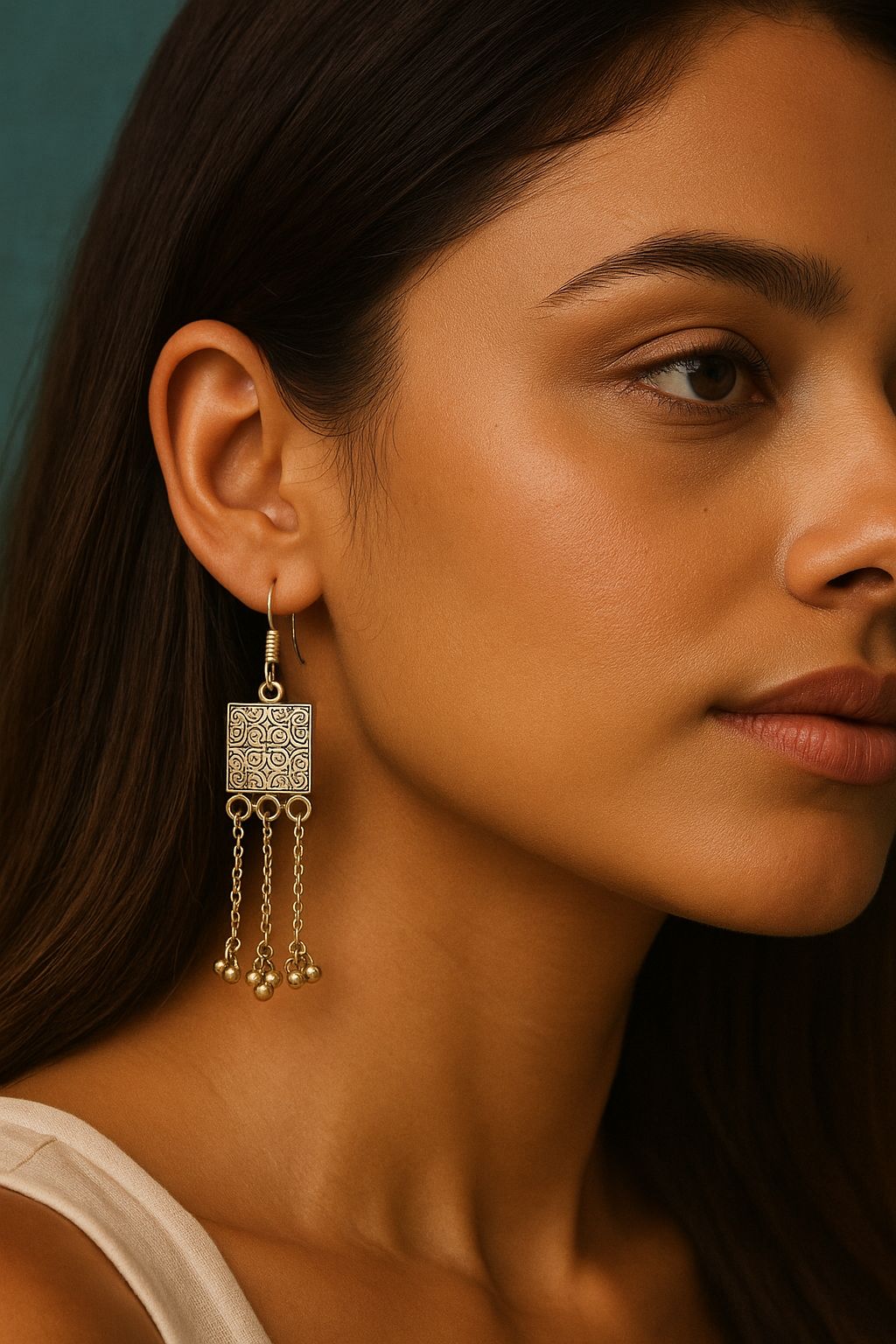 Silver square Strings Jhumkha