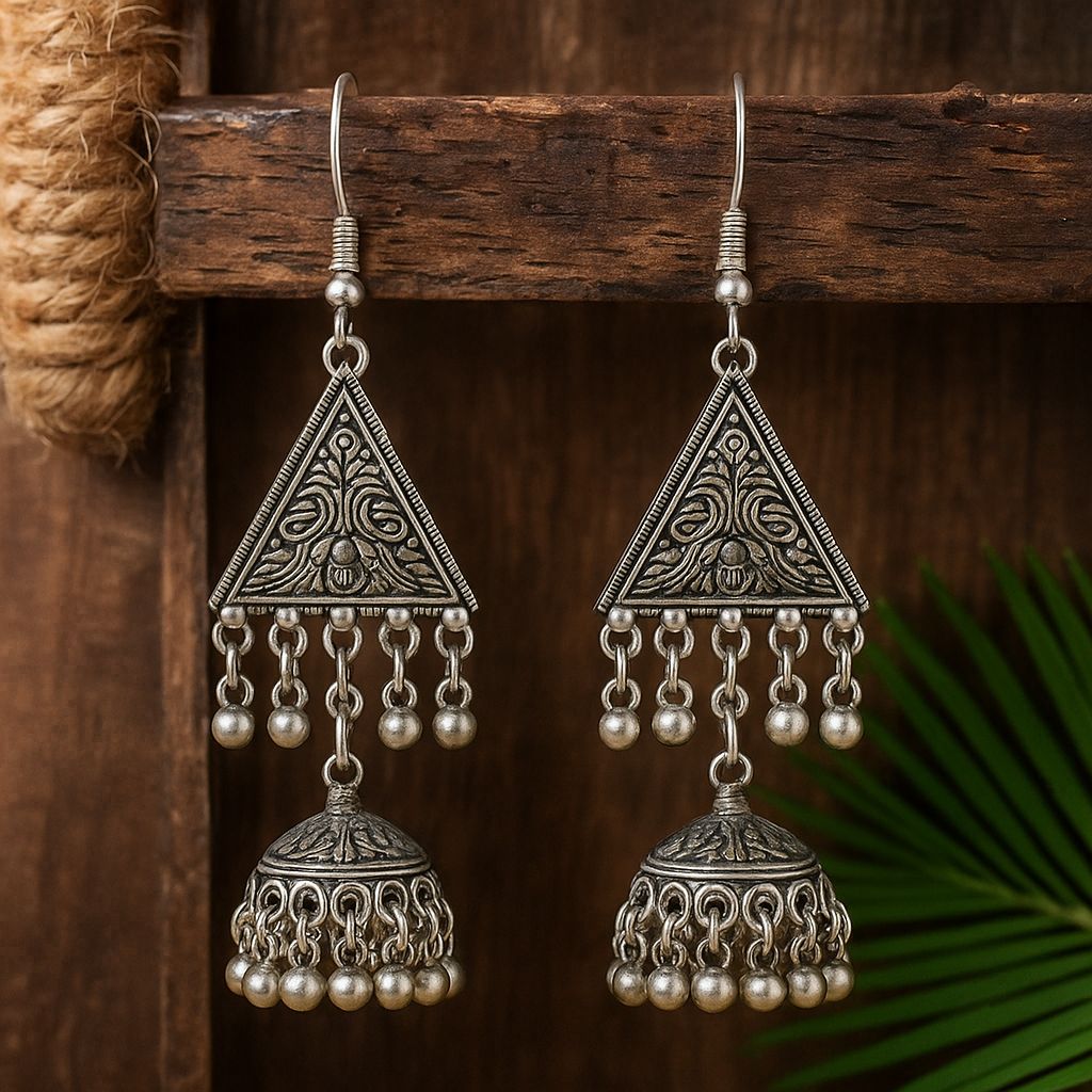 Heavy Silver Triangular Jhumkha