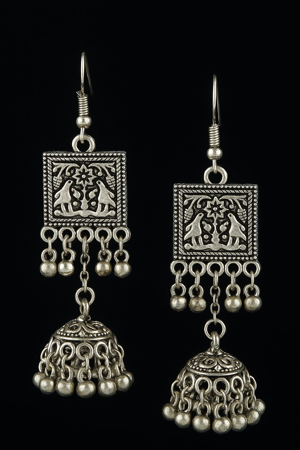 Heavy Silver Square Jhumkha