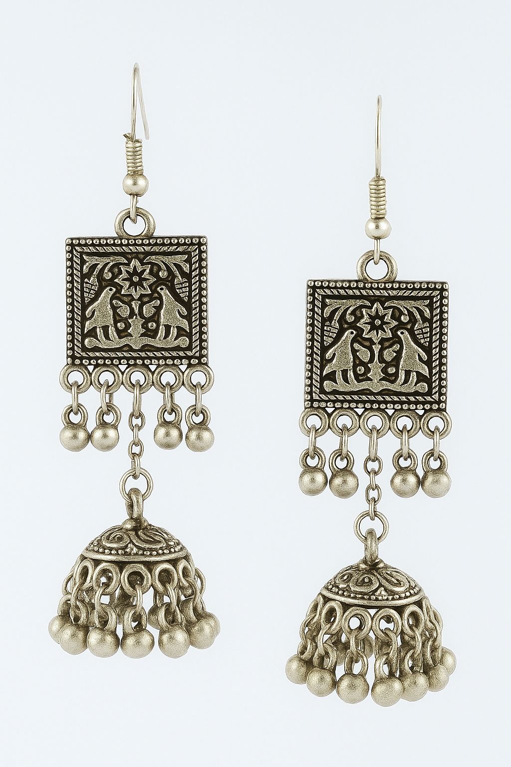 Heavy Silver Square Jhumkha