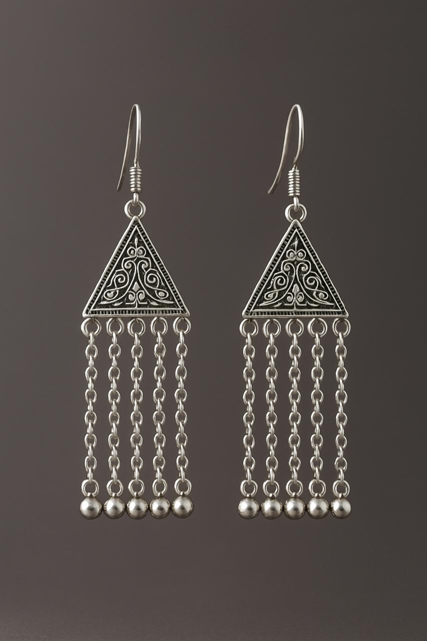 Silver Triangular Strings Jhumkha