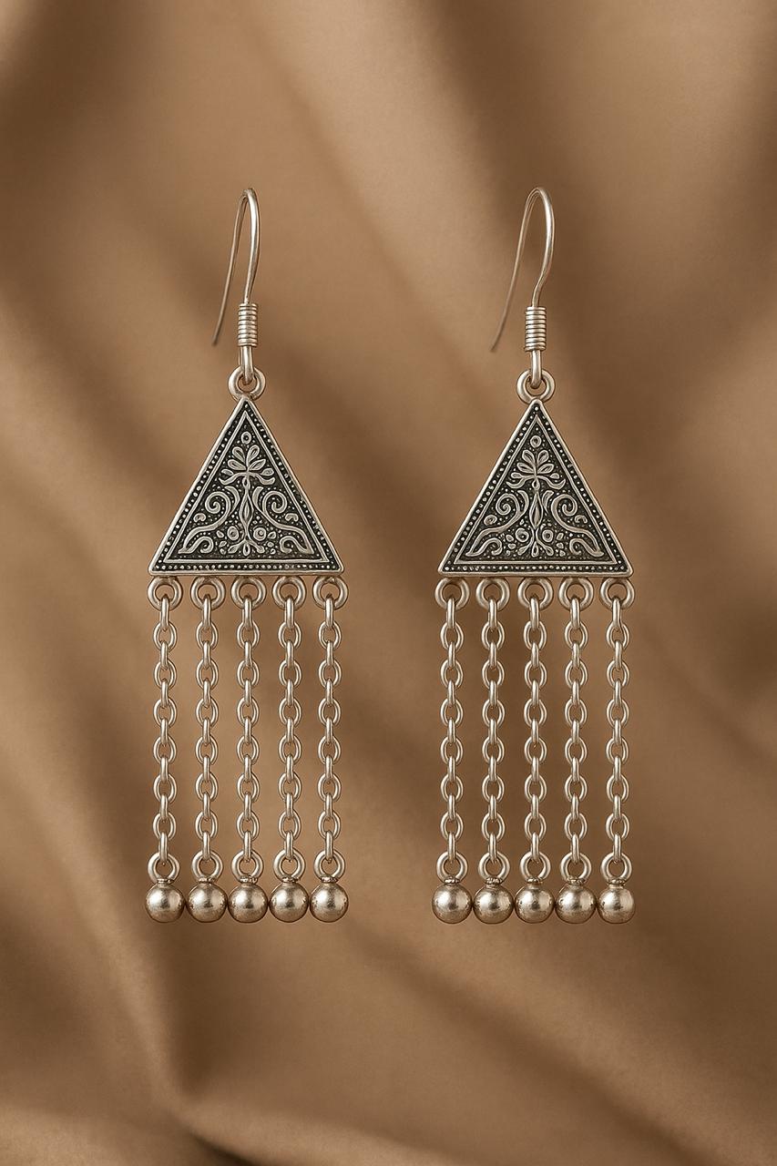 Silver Triangular Strings Jhumkha