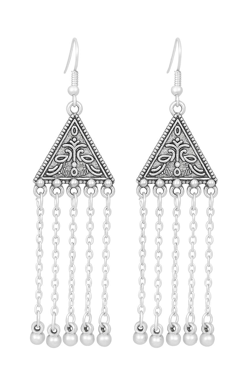 Silver Triangular Strings Jhumkha