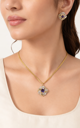 Purple Square Necklace Set