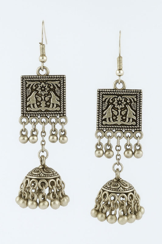 Heavy Silver Square Jhumkha
