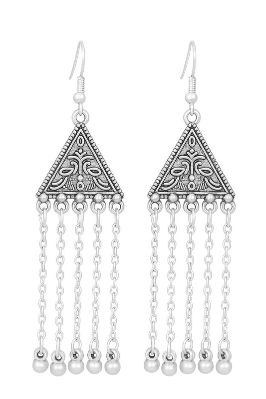 Silver Triangular Strings Jhumkha